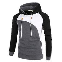 Mens Fashion Fight Color Coat Thicken Cotton Hoody Long Sleeve Casual Hooded Tops