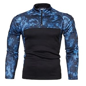 Men's Sweatshirt Zip Hoodie Sweatshirt Black Army Green Gray Standing Collar Camo  Camouflage Sports  Outdoor Daily Sports Streetwear Cool Casual Spring  Summer Clothing Apparel Waffle Hoodies Lightinthebox