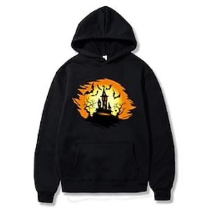 Inspired by Halloween Bat castle Hoodie Anime 100% Polyester Anime Front Pocket Graphic Hoodie For Men's / Women's / Couple's miniinthebox