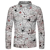 Men's Golf Shirt 3D Print Spider Spider web 3D Print Button-Down Long Sleeve Halloween Tops Sportswear Casual Fashion Comfortable White Lightinthebox - thumbnail