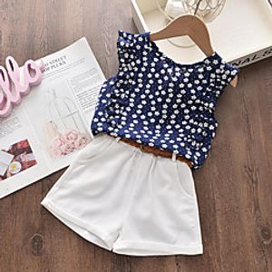 Kids Girls' Clothing Set Sleeveless White Color Block Basic miniinthebox