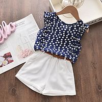 Kids Girls' Clothing Set Sleeveless White Color Block Basic miniinthebox - thumbnail