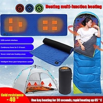 USB Heating Sleeping Mat 7 Zone Areas Insulation Camping Heated Sleeping Mattress Sleeping Bag Pad Electric Warmer Adjustable Temperature Outdoor Camping Equipment Cushion Winter Tent Thermal Mat Lightinthebox