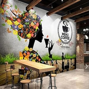 3D Coffee Mural Wallpaper Wall Sticker Covering Print Peel and Stick Removable PVC  Vinyl Material Self Adhesive  Adhesive Required Wall Decor Wall Mural for Living Room Bedroom Lightinthebox