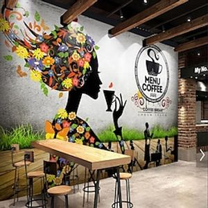 3D Coffee Mural Wallpaper Wall Sticker Covering Print Peel and Stick Removable PVC  Vinyl Material Self Adhesive  Adhesive Required Wall Decor Wall Mural for Living Room Bedroom Lightinthebox