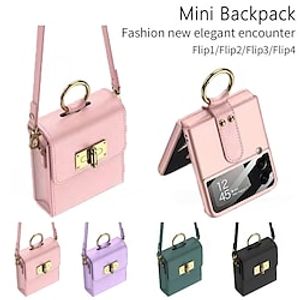 Phone Case Bag  For Samsung Galaxy Flip Case Back Cover Dustproof with Removable Cross Body Strap Shockproof Solid Colored TPU PU Leather miniinthebox