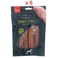 Pets Unlimited Chewy Stick With Duck Medium Dog Treats 4pcs Pack Of 5