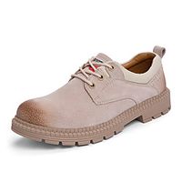 Men's Unisex Oxfords Lace up Leather Shoes Business Sporty Casual Daily Outdoor Leather Pigskin Non-slipping Height-increasing Shock Absorbing Booties  Ankle Boots Almond Khaki Black Gradient Fall Lightinthebox - thumbnail