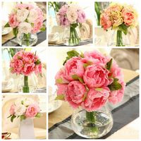 10 Heads Artificial Silk Flower Peony Wedding Bouquet Party Home Decoration - thumbnail