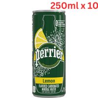 Perrier Carbonated Spring Water With Natural Lemon Flavor Slim Can, 10 X 250 ml