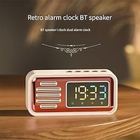 Wireless Retro Clock BT Speaker Desktop Speaker Dual Alarm Clock 5W Speaker LED Colorful Lights High-definition Time Digital Display Screen miniinthebox - thumbnail