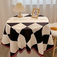 Checkerboard Plaid Tablecloth Light Luxury Table Covers High-end Dining Table Cover Cloth Retro Minimalist Table Mat 90150cm 140140cm 140200cm Lightinthebox - thumbnail