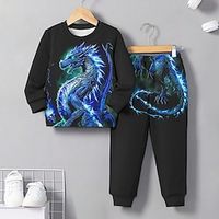 Boys 3D Dragon Sweatshirt  Pants Set Long Sleeve 3D Printing Fall Winter Active Fashion Cool Polyester Kids 3-12 Years Crew Neck Outdoor Street Vacation Regular Fit Lightinthebox - thumbnail