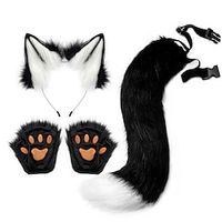 Cat Ears and Wolf Fox Animal Tail Cosplay Costume Faux Fur Hair Clip Headdress Halloween Leather Headband Gloves Tail Set Lightinthebox - thumbnail