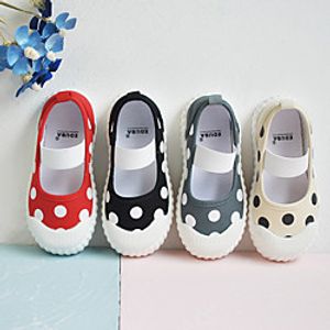 spring new cute polka dot children's shoes korean casual soft-soled canvas square shoes female baby indoor shoes Lightinthebox