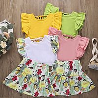 Kids Girls' Shorts Sets Clothing Set 2 Pieces Sleeveless Yellow Blushing Pink Green Floral Print Active Basic Regular 2-6 Years Lightinthebox - thumbnail