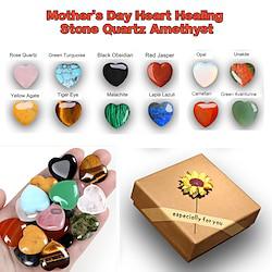 Mother's Day Crystal Stone Gift Box Featuring Rose Quartz, Purple Amethyst, Polished Love Stone, and Palm Natural Gemstones for a Timeless Expression of Love and Appreciation Lightinthebox