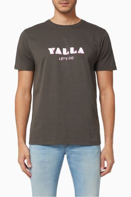 "Yalla/ Let's Go" T-shirt in Combed Organic Cotton
