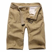 Summer Cotton Breathable Solid Color Knee Length Casual Shorts for Men