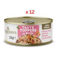 Applaws Taste Toppers in Broth Chicken With Ham & Vegetables Wet Dog Food Tin 156g X 12