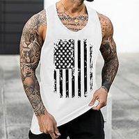 Graphic American Flag Fashion Designer Casual Men's 3D Print Tank Top Vest Top Undershirt Sleeveless T Shirt for Men Daily Holiday Vacation T shirt Black White Burgundy Sleeveless Crew Neck Shirt Lightinthebox