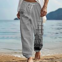 Men's Hawaiian Retro Pants Trousers 3D Print Straight Leg Trousers Mid Waist Drawstring Elastic Waist Outdoor Street Holiday Summer Spring Fall Relaxed Fit Inelastic Lightinthebox