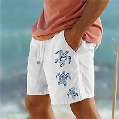 Men's Shorts Summer Shorts Beach Shorts Print Drawstring Elastic Waist Animal Comfort Breathable Short Outdoor Holiday Going out Cotton Blend Hawaiian Casual ArmyGreen White Lightinthebox
