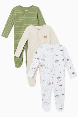 Tractor Cotton Sleepsuit, Set of 3 Tractor Cotton Sleepsuit, Set of 3