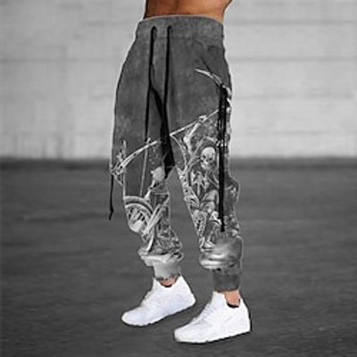 Men's Sweatpants Joggers Trousers Drawstring Elastic Waist 3D Print Graphic Prints Comfort Breathable Sports Outdoor Casual Daily Cotton Blend Terry Streetwear Designer Brown Grey Micro-elastic Lightinthebox