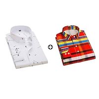 Men's As Picture Dress Shirt Button Up Shirt Sets Long Sleeve Button Down Collar Office  Career Going out Plaid Basic Polyester Spring   Fall Lightinthebox - thumbnail