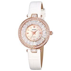 SKMEI Women Quartz Watch Luxury Fashion Dress Bracelet Crystal Dial Analog Wristwatch Top Brand Ladies Watch Leather Strap Watch miniinthebox