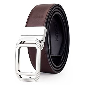 Men's Belt Rotatable Pin Buckle Leather Belt Genuine Leather Cowhide Prong Buckle Plain Casual Cowboy Gift Daily Lightinthebox