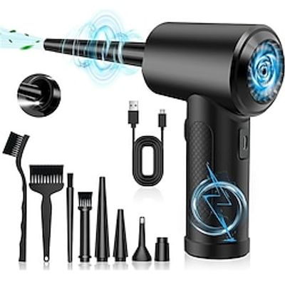 Compressed Air Duster for Computers Protable Cordless Air Blower Computer Cleaning with LED Light for PC Keyboard Crumbs Car Lightinthebox