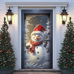 Christmas Snowman Door Covers Xmas Decoration Backdrop Door Banner for Front Door Farmhouse Christmas Holiday Party Decor Supplies Lightinthebox