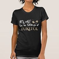 Women's T shirt Tee 100% Cotton Letter Black Print Long Sleeve Daily Weekend Fashion Round Neck I'm on 500mg of FUKIYOL Regular Fit Summer Lightinthebox - thumbnail