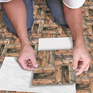 5pcs Wooden Pattern Floor Sticker Removable Floor Self Adhesive Home Decor Wall Tile Renovation Kitchen Bathroom Oilproof Waterproof PVC Decorative Stickers miniinthebox