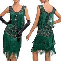 Roaring 20s 1920s Vacation Dress Cocktail Dress Flapper Dress Dress Masquerade Christmas Party Dress The Great Gatsby Gentlewoman Women's Sequins Tassel Fringe Halloween Wedding Wedding Guest Event Lightinthebox