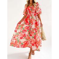 Women's Casual Dress Swing Dress A Line Dress Floral Pocket Print Off Shoulder Long Dress Maxi Dress Stylish Daily Date Half Sleeve Summer Lightinthebox