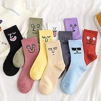 10 Pairs Women's Crew Socks Work Daily Holiday Multi Color Cotton Sporty Simple Casual Casual Cute Sports Socks Lightinthebox - thumbnail