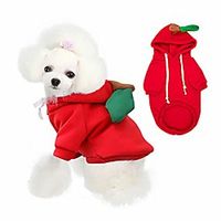 beauty cottage dog coat add velvet pet winter hoodie,sweater,cute and warm fruit costume for small medium dogs cats, red Lightinthebox - thumbnail