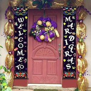 1pc Welcome To Mardi Gras Day Poster with Hangers Courtyard Wall Art Canvas Posters Art For Home Living Room Decoration Wall Art Decor Lightinthebox