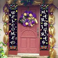 1pc Welcome To Mardi Gras Day Poster with Hangers Courtyard Wall Art Canvas Posters Art For Home Living Room Decoration Wall Art Decor Lightinthebox - thumbnail