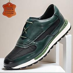 Men's Sneakers Formal Shoes Dress Shoes Leather Italian Full-Grain Cowhide Comfortable Slip Resistant Lace-up Green Lightinthebox