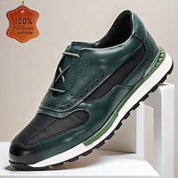 Men's Sneakers Formal Shoes Dress Shoes Leather Italian Full-Grain Cowhide Comfortable Slip Resistant Lace-up Green Lightinthebox - thumbnail