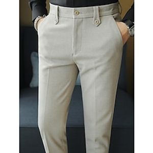 Men's Dress Pants Winter Pants Trousers Suit Pants Tweed Pants Pocket Plain Comfort Breathable Outdoor Daily Going out Fashion Casual Black Brown miniinthebox