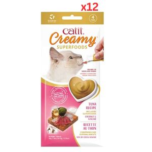Catit Creamy Superfood Treats, Tuna Recipe With Coconut & Wakame, 12Pack