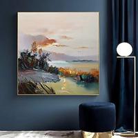 Lake Scenery Oil Painting On Canvas Handmade Landscape Abstract Wall Art Frameless For Living Room Wall Decor Home Lakeside Texture Artwork (No Frame) Lightinthebox