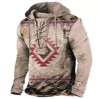 Men's Pullover Hoodie Sweatshirt Pullover Brown Hooded Geometric Graphic Prints Lace up Print Casual Daily Sports 3D Print Basic Streetwear Casual Spring   Fall Clothing Apparel Hoodies Sweatshirts  Lightinthebox - thumbnail