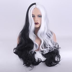 Cruella Deville Wig Black and White Wigs Synthetic Wig Deep Wave Middle Part Wig Medium Length Women'S Cosplay Halloween Wigs miniinthebox