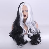 Cruella Deville Wig Black and White Wigs Synthetic Wig Deep Wave Middle Part Wig Medium Length Women'S Cosplay Halloween Wigs miniinthebox - thumbnail